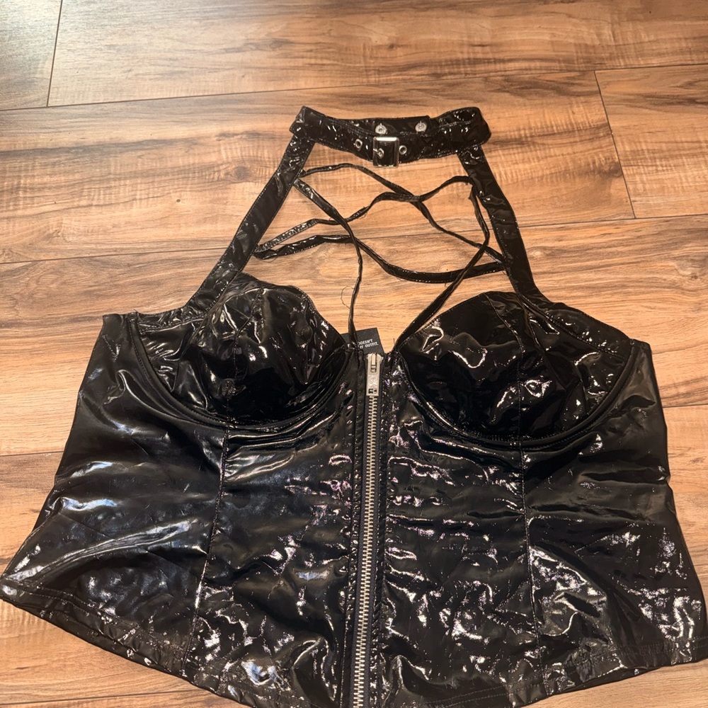 Killstar Black Vinyl Halter Top